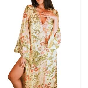 Just Bellini Floral Maxi Dress in Green and Pink